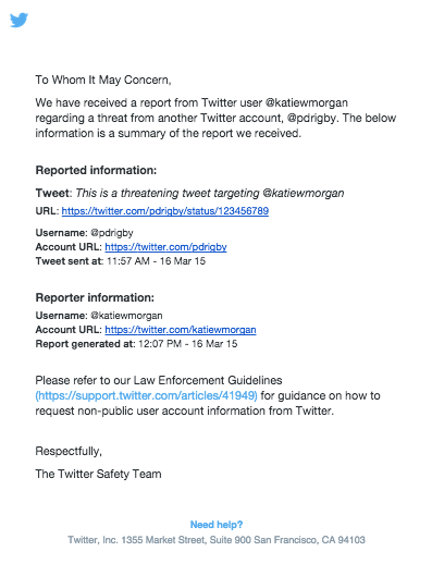 report to pilice email